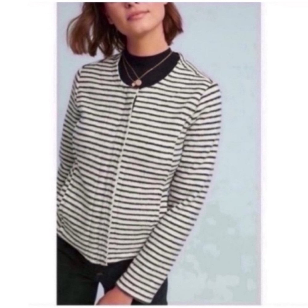 Anthro Striped Zip Moto Jacket Blazer